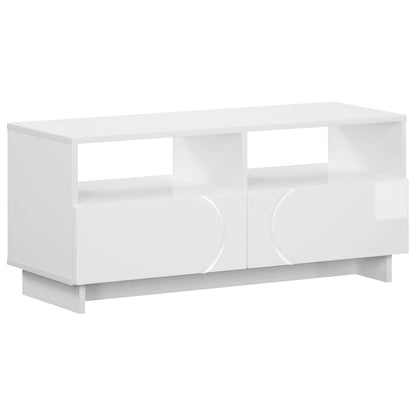 vidaXL TV Stand 90 x 34.5 x 40 cm High Gloss White Engineered Wood