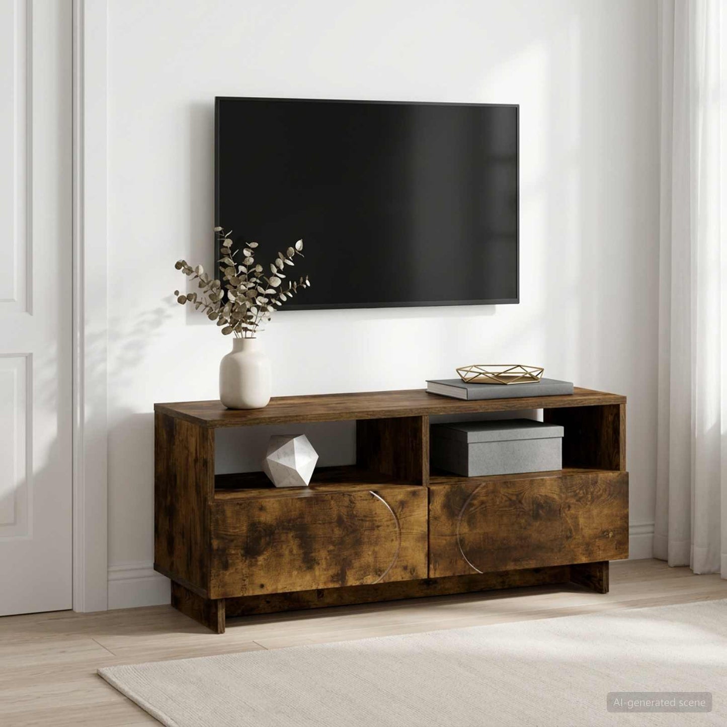 vidaXL TV Stand 90 x 34.5 x 40 cm Smoked Oak Engineered Wood
