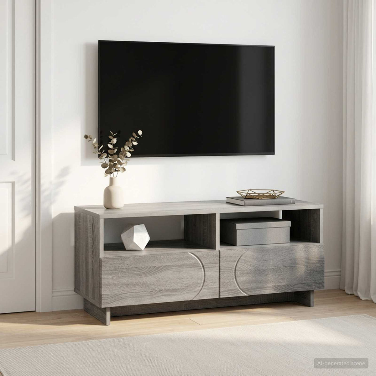 vidaXL TV Stand 90 x 34.5 x 40 cm Grey Sonoma Engineered Wood