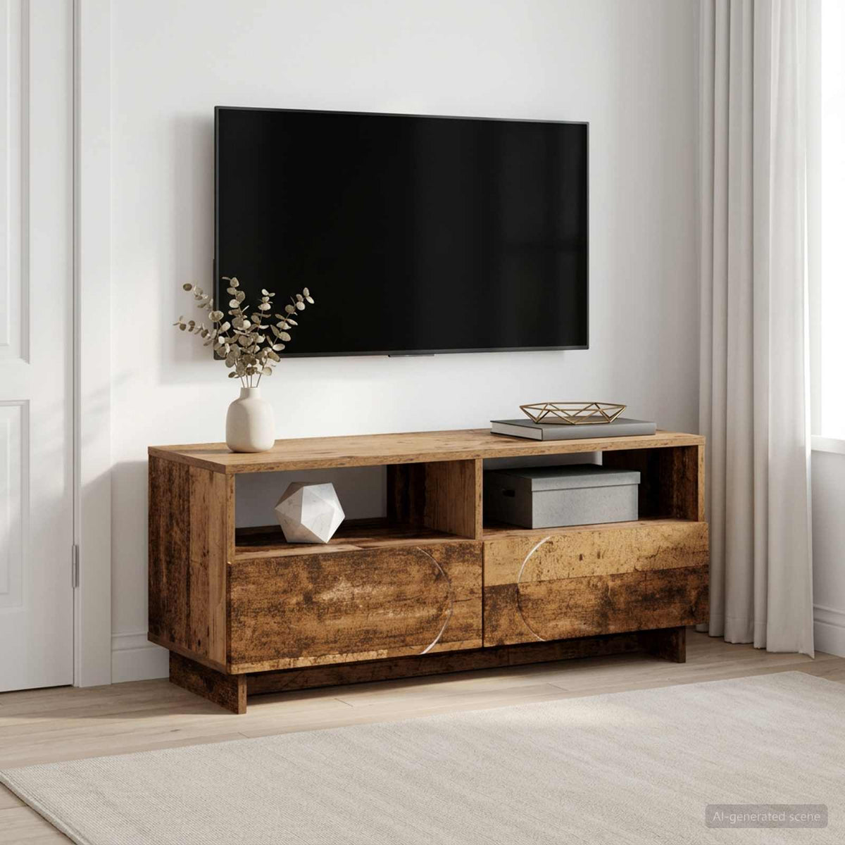 vidaXL TV Stand 90 x 34.5 x 40 cm Old Wood Engineered Wood