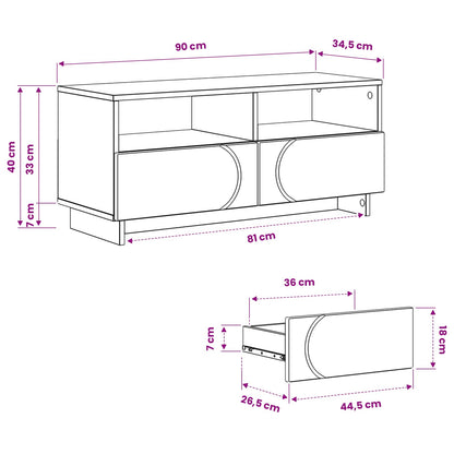 vidaXL TV Stand 90 x 34.5 x 40 cm Old Wood Engineered Wood