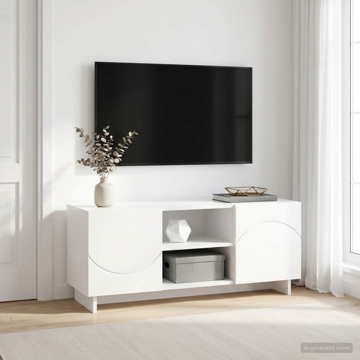 vidaXL TV Stand 90 x 34.5 x 40 cm White Engineered Wood