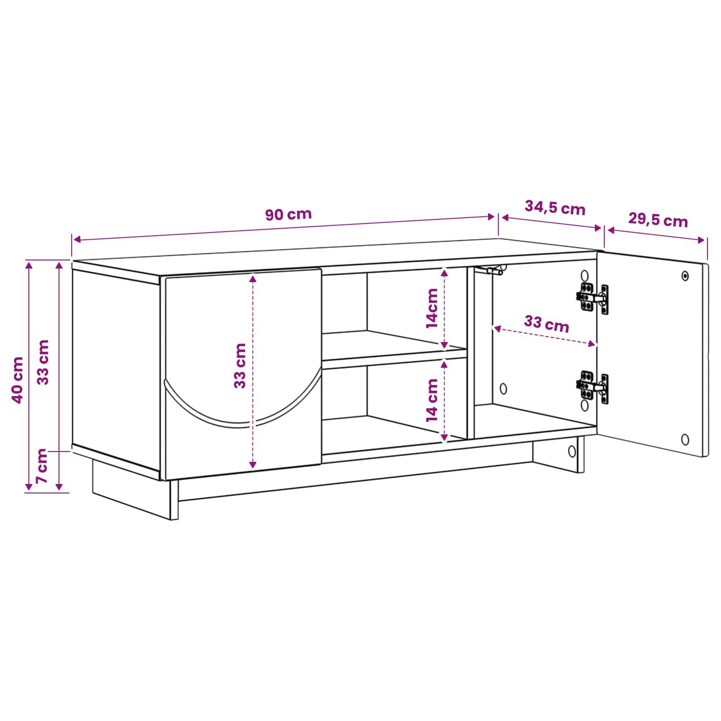 vidaXL TV Stand 90 x 34.5 x 40 cm Sonoma Oak Engineered Wood
