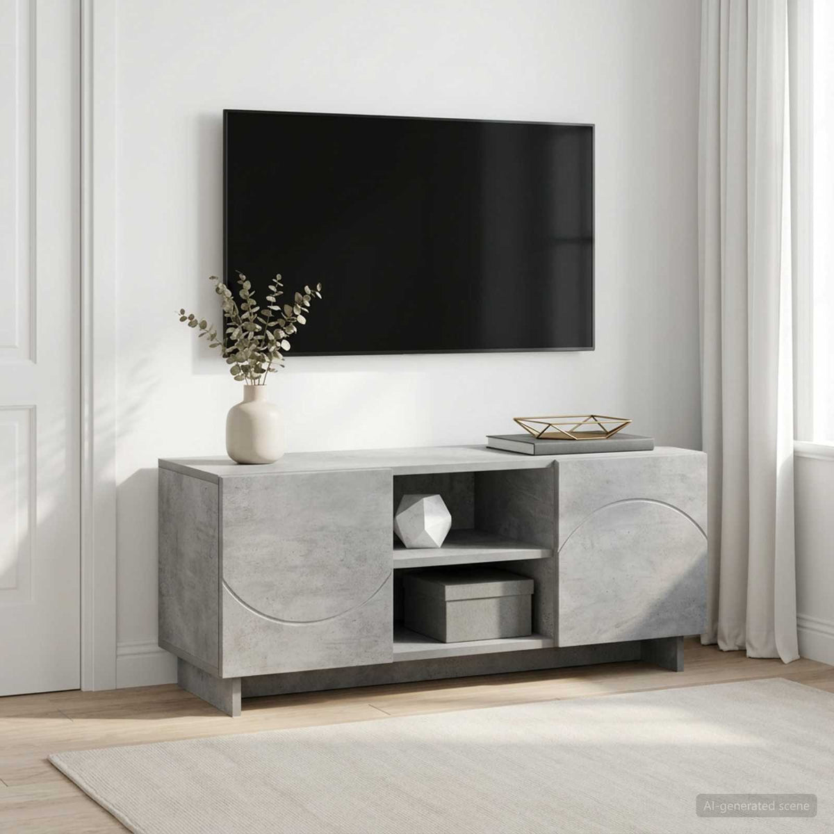 vidaXL TV Stand 90 x 34.5 x 40 cm Concrete Grey Engineered Wood