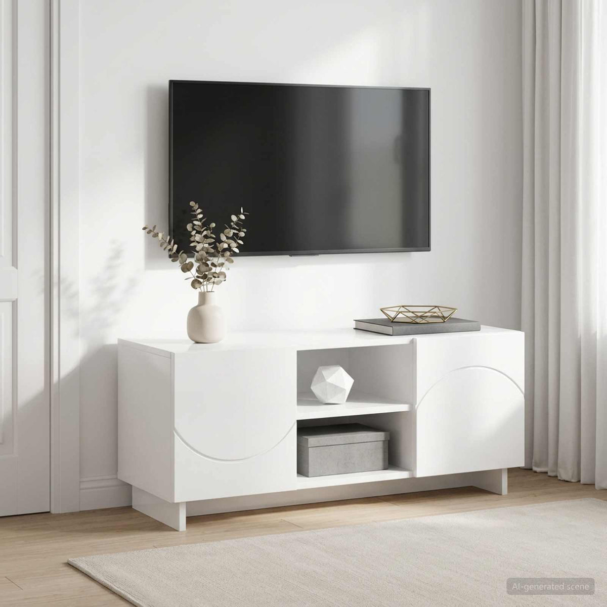 vidaXL TV Stand 90 x 34.5 x 40 cm High Gloss White Engineered Wood