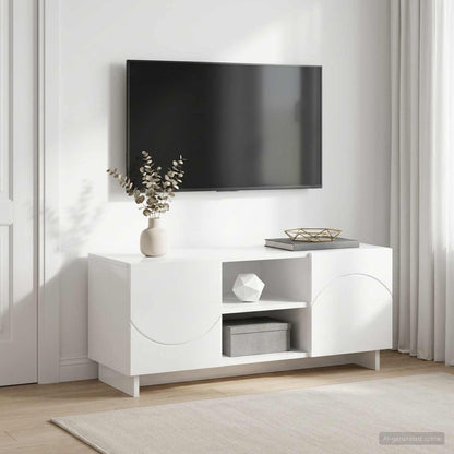 vidaXL TV Stand 90 x 34.5 x 40 cm High Gloss White Engineered Wood