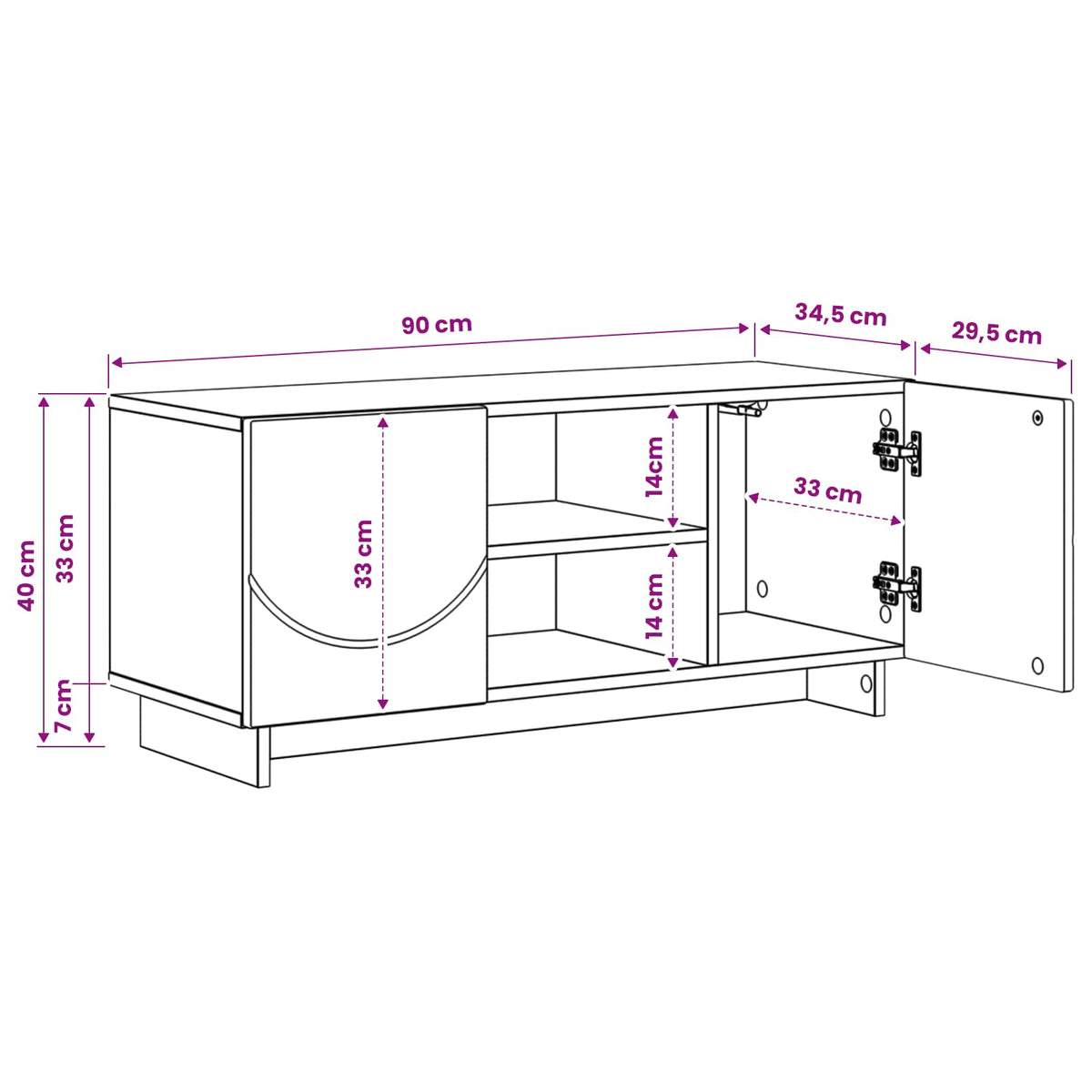 vidaXL TV Stand 90 x 34.5 x 40 cm High Gloss White Engineered Wood