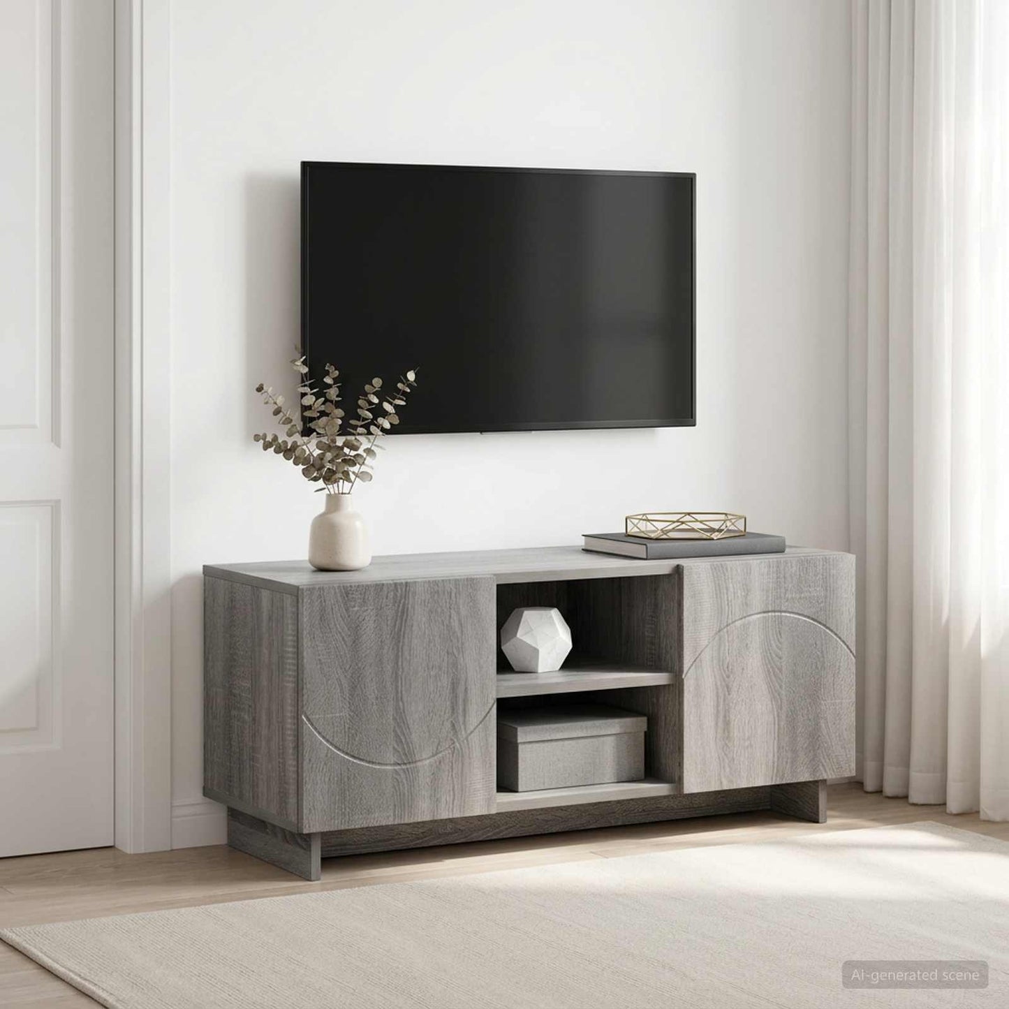 vidaXL TV Stand 90 x 34.5 x 40 cm Grey Sonoma Engineered Wood
