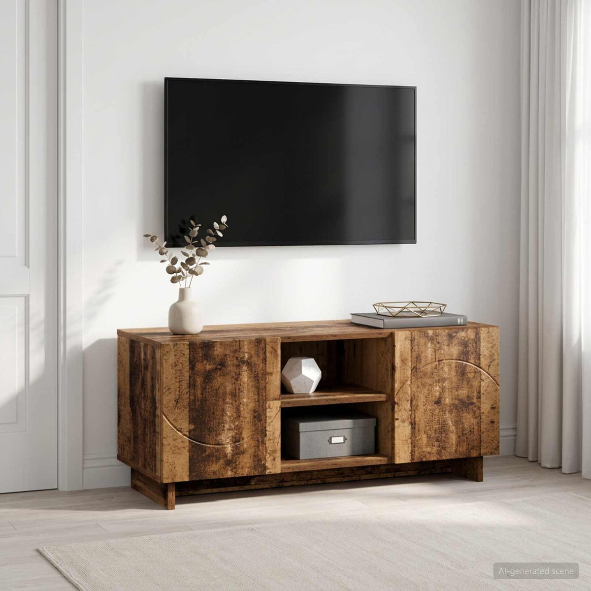 vidaXL TV Stand 90 x 34.5 x 40 cm Old Wood Engineered Wood