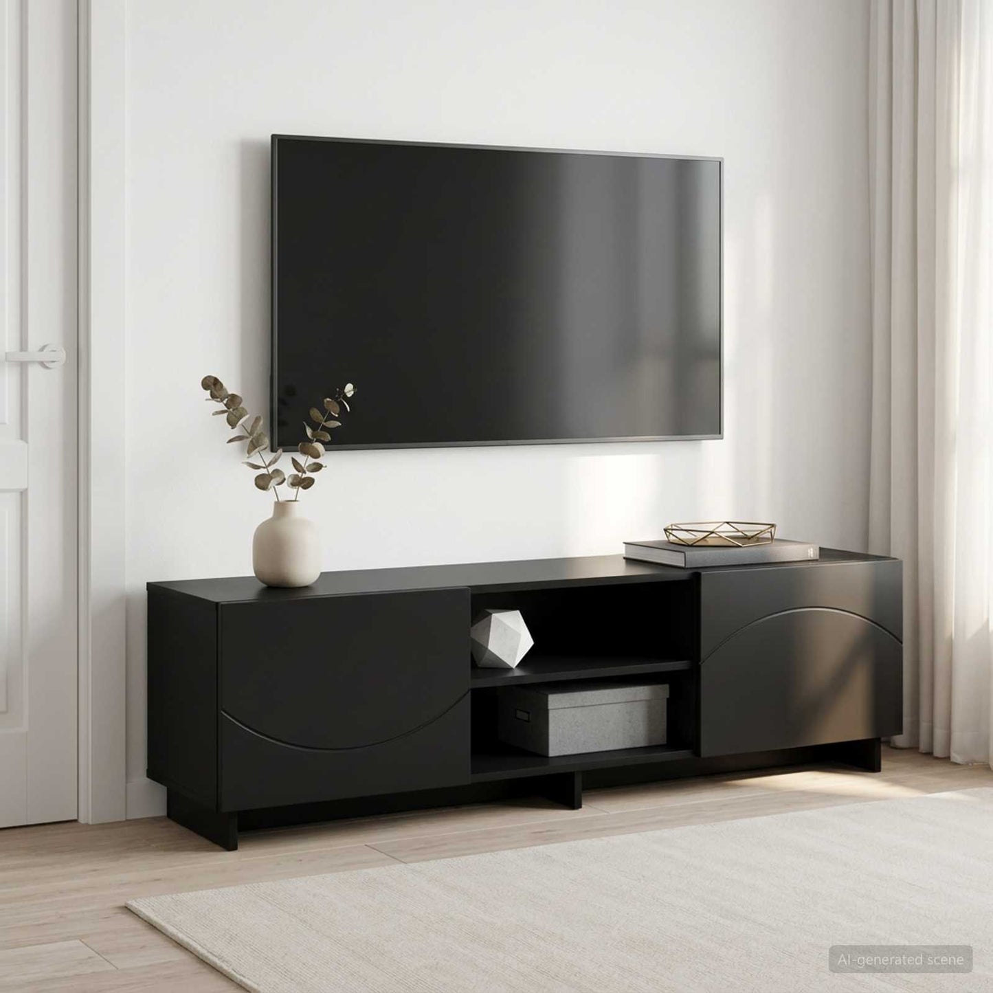 vidaXL TV Stand 140 x 34.5 x 40 cm Black Engineered Wood