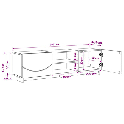 vidaXL TV Stand 140 x 34.5 x 40 cm Black Engineered Wood