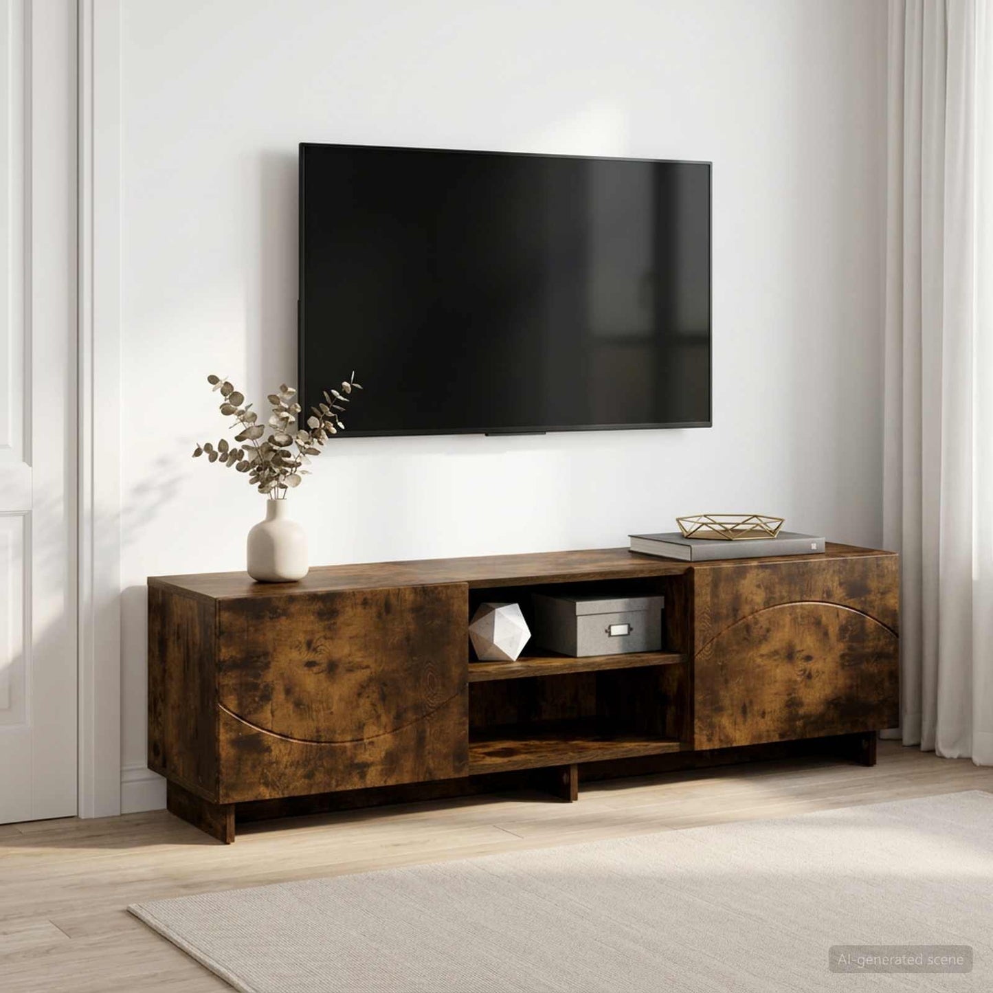 vidaXL TV Stand 140 x 34.5 x 40 cm Smoked Oak Engineered Wood