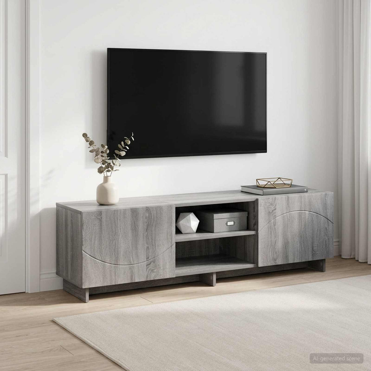 vidaXL TV Stand 140 x 34.5 x 40 cm Grey Sonoma Engineered Wood