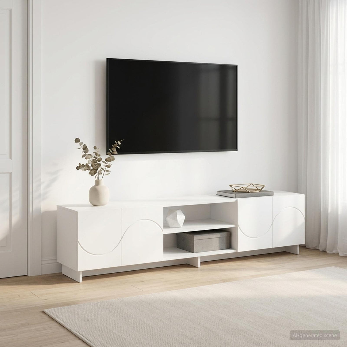 vidaXL TV Stand 180 x 34.5 x 40 cm White Engineered Wood