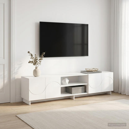 vidaXL TV Stand 180 x 34.5 x 40 cm White Engineered Wood