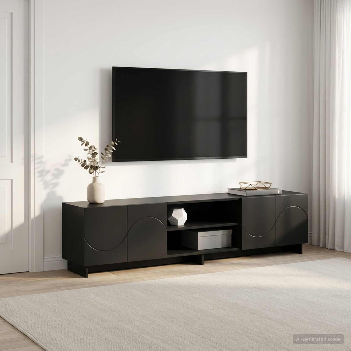 vidaXL TV Stand 180 x 34.5 x 40 cm Black Engineered Wood
