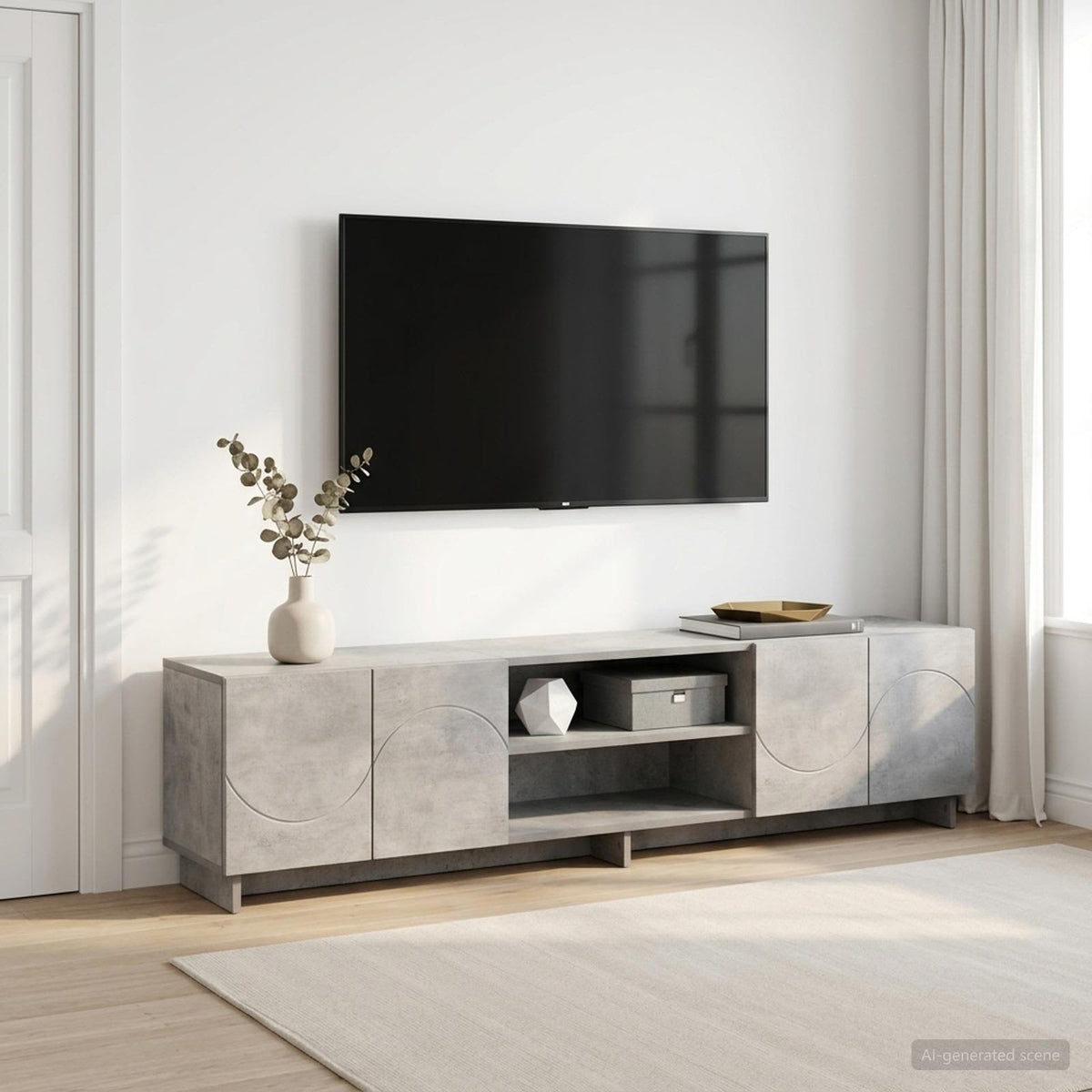 vidaXL TV Stand 180 x 34.5 x 40 cm Concrete Grey Engineered Wood