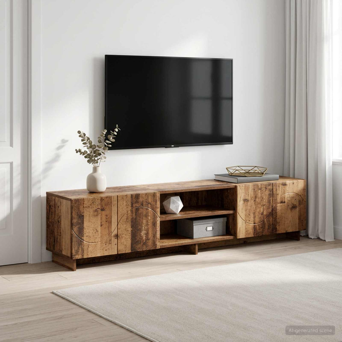 vidaXL TV Stand 180 x 34.5 x 40 cm Old Wood Engineered Wood