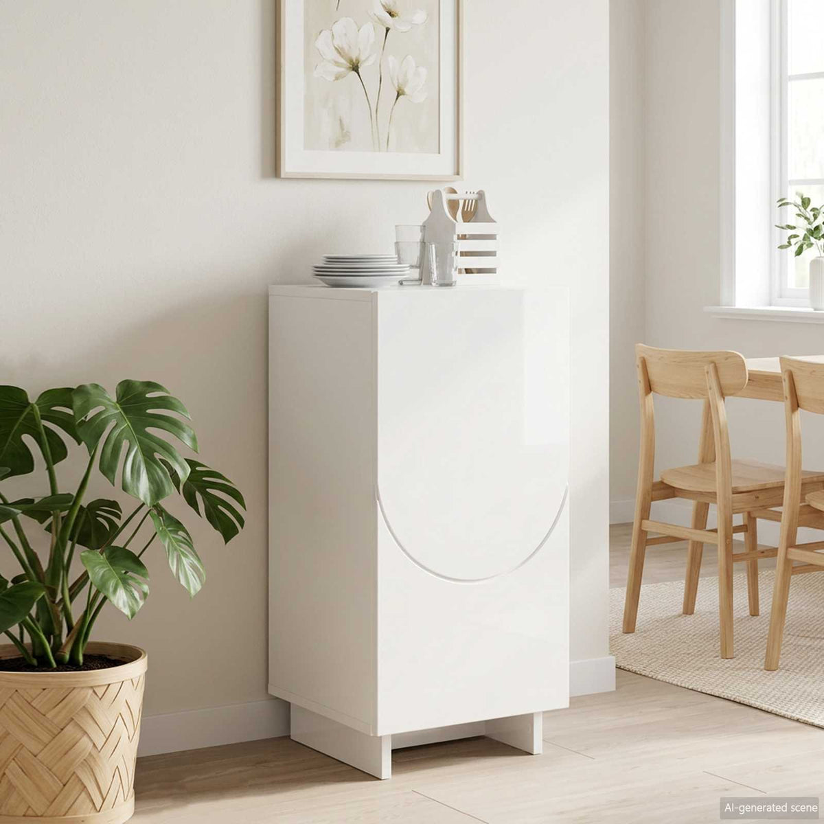 vidaXL Sideboard High Gloss White 33.5 x 34.5 x 75 cm Engineered Wood