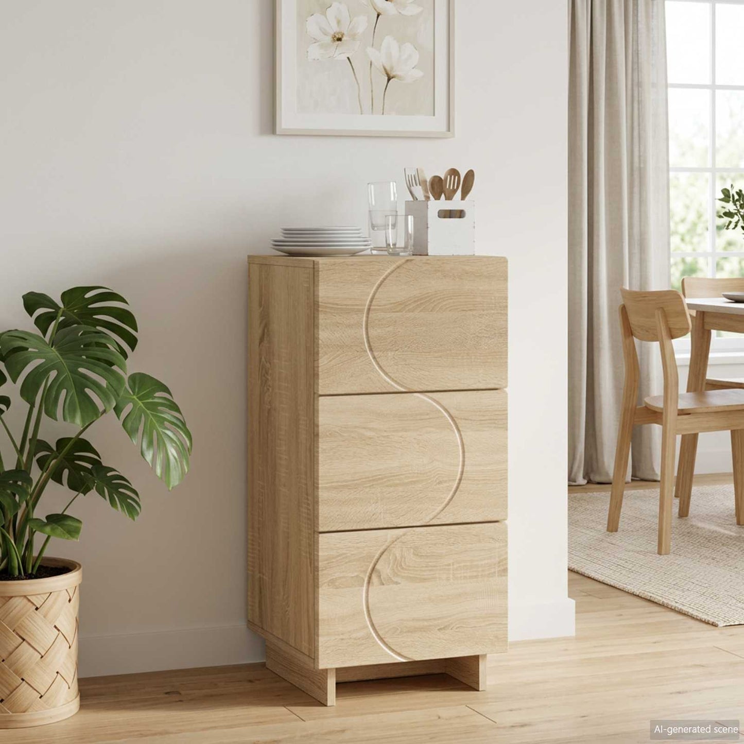 vidaXL Sideboard Sonoma Oak 33.5 x 34.5 x 75 cm Engineered Wood