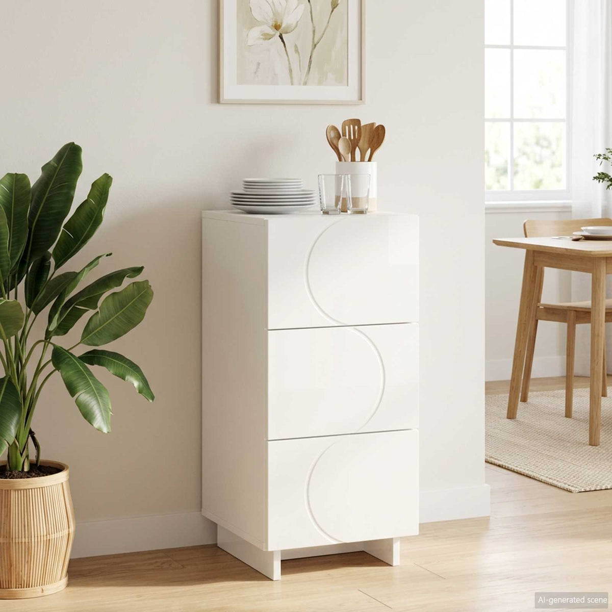 vidaXL Sideboard High Gloss White 33.5 x 34.5 x 75 cm Engineered Wood