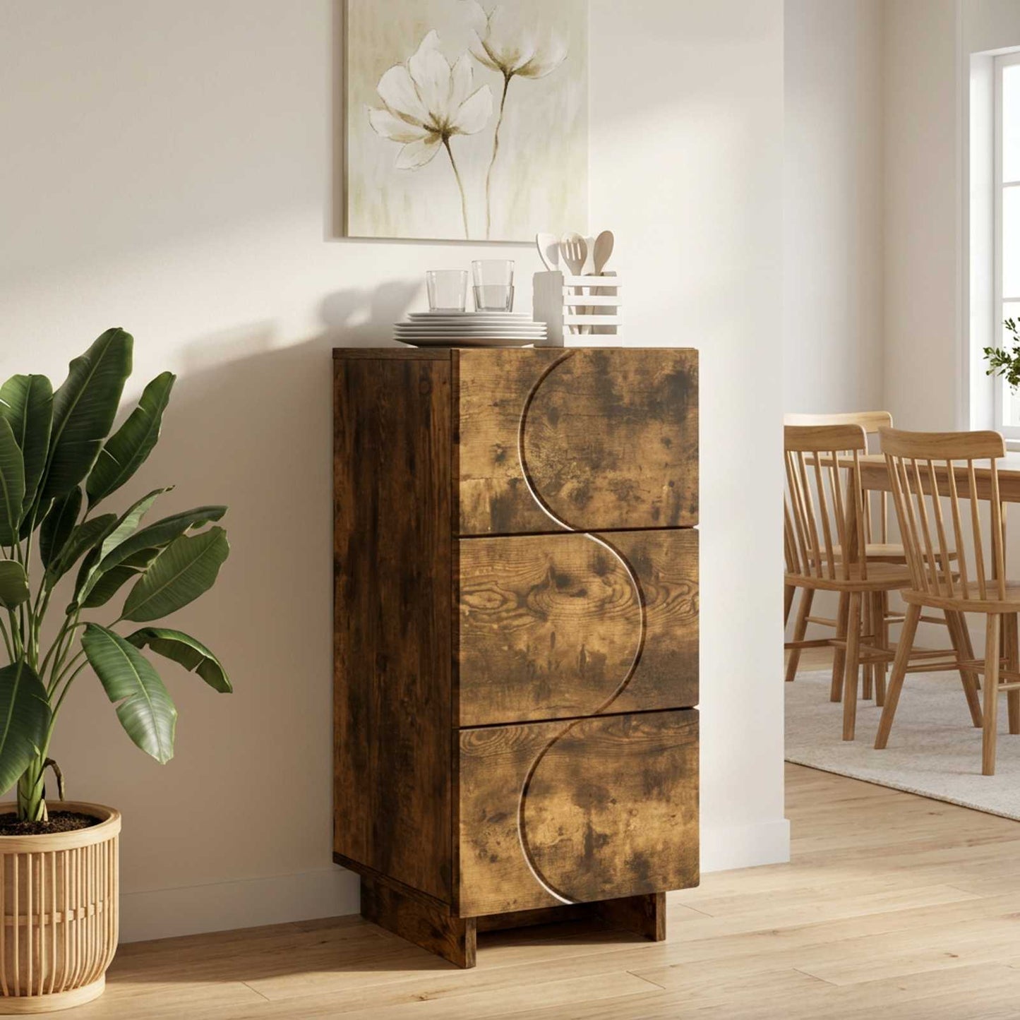 vidaXL Sideboard Smoked Oak 33.5 x 34.5 x 75 cm Engineered Wood