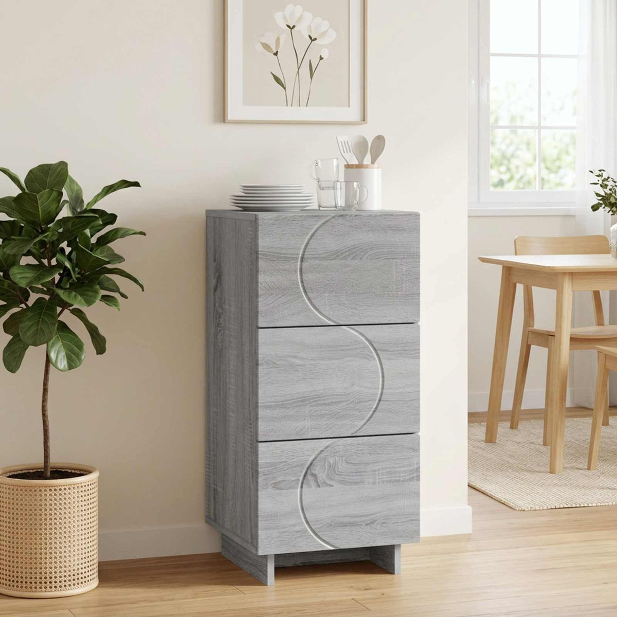 vidaXL Sideboard Grey Sonoma 33.5 x 34.5 x 75 cm Engineered Wood