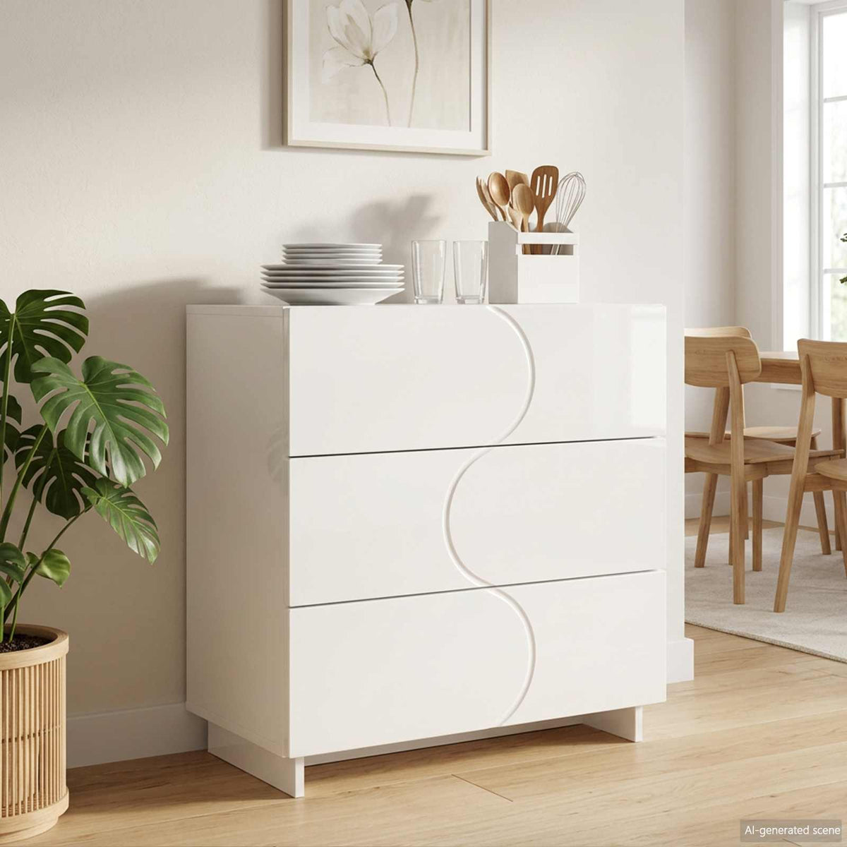 vidaXL Sideboard High Gloss White 70 x 38 x 75 cm Engineered Wood