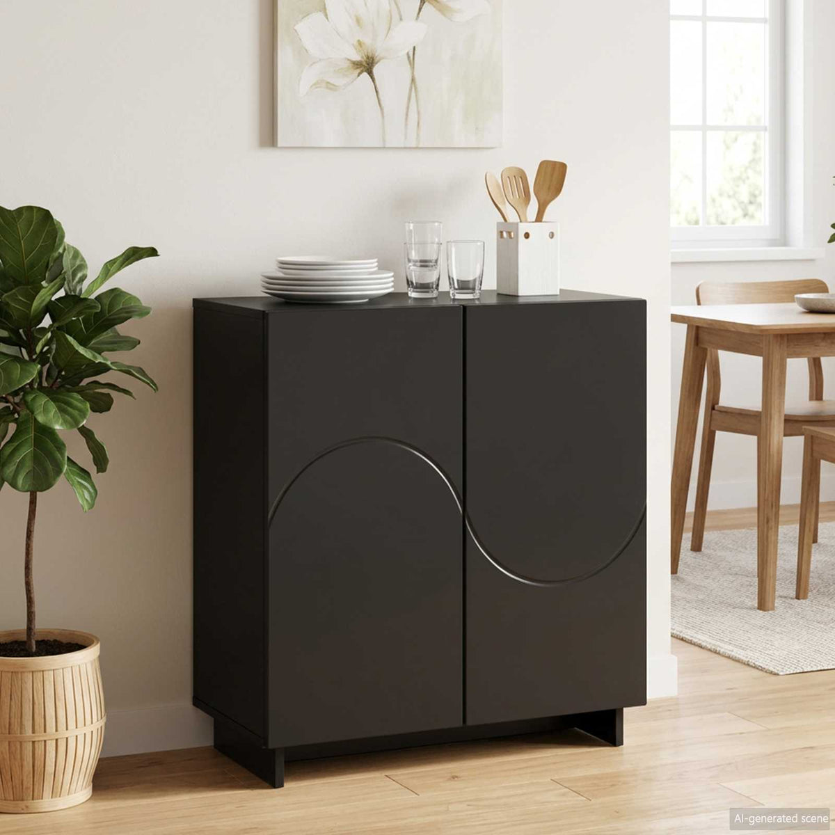 vidaXL Sideboard Black 67 x 34.5 x 75 cm Engineered Wood