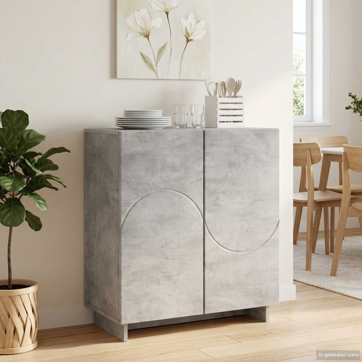 vidaXL Sideboard Concrete Grey 67 x 34.5 x 75 cm Engineered Wood