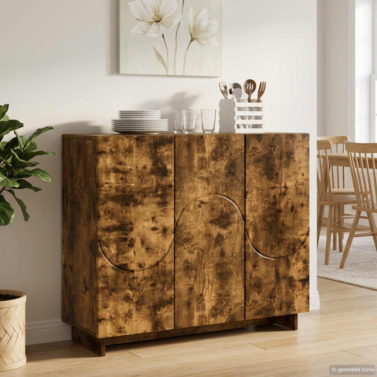 vidaXL Sideboard Smoked Oak 85.5 x 31 x 75 cm Engineered Wood