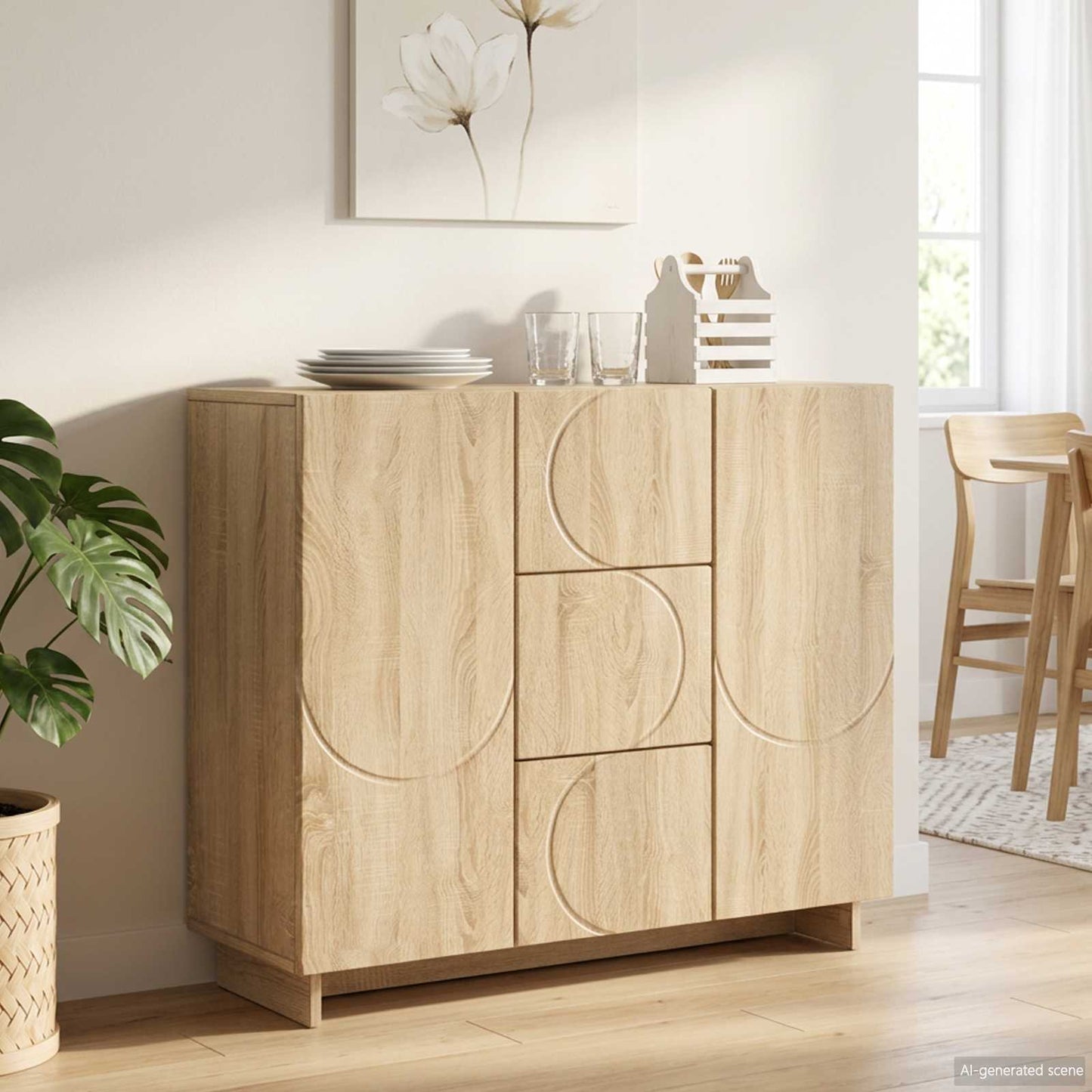 vidaXL Sideboard Sonoma Oak 85.5 x 31 x 75 cm Engineered Wood