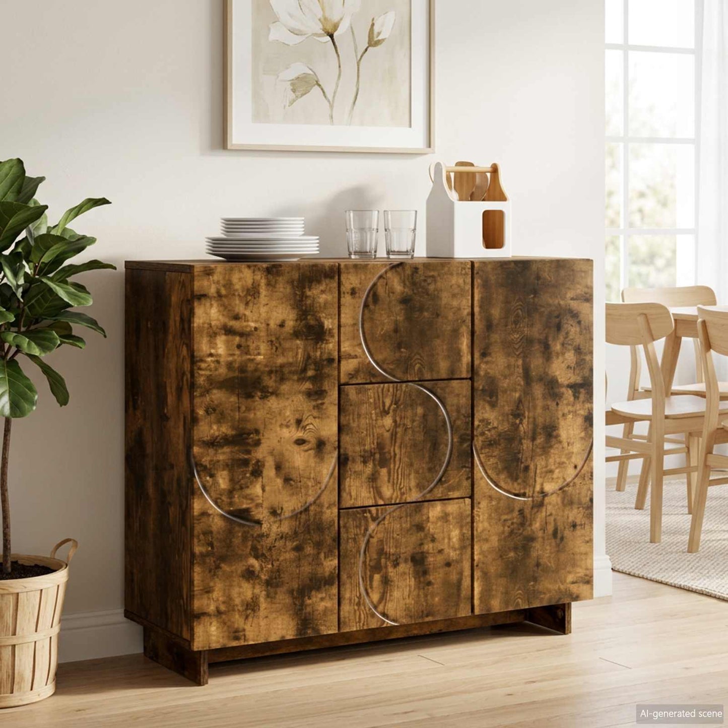 vidaXL Sideboard Smoked Oak 85.5 x 31 x 75 cm Engineered Wood
