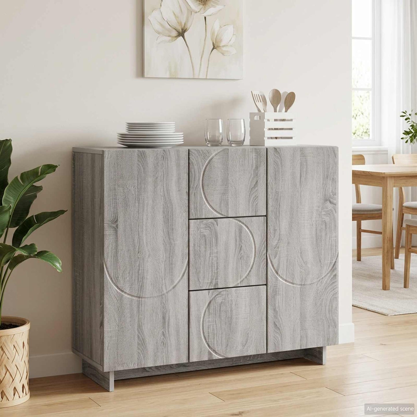 vidaXL Sideboard Grey Sonoma 85.5 x 31 x 75 cm Engineered Wood