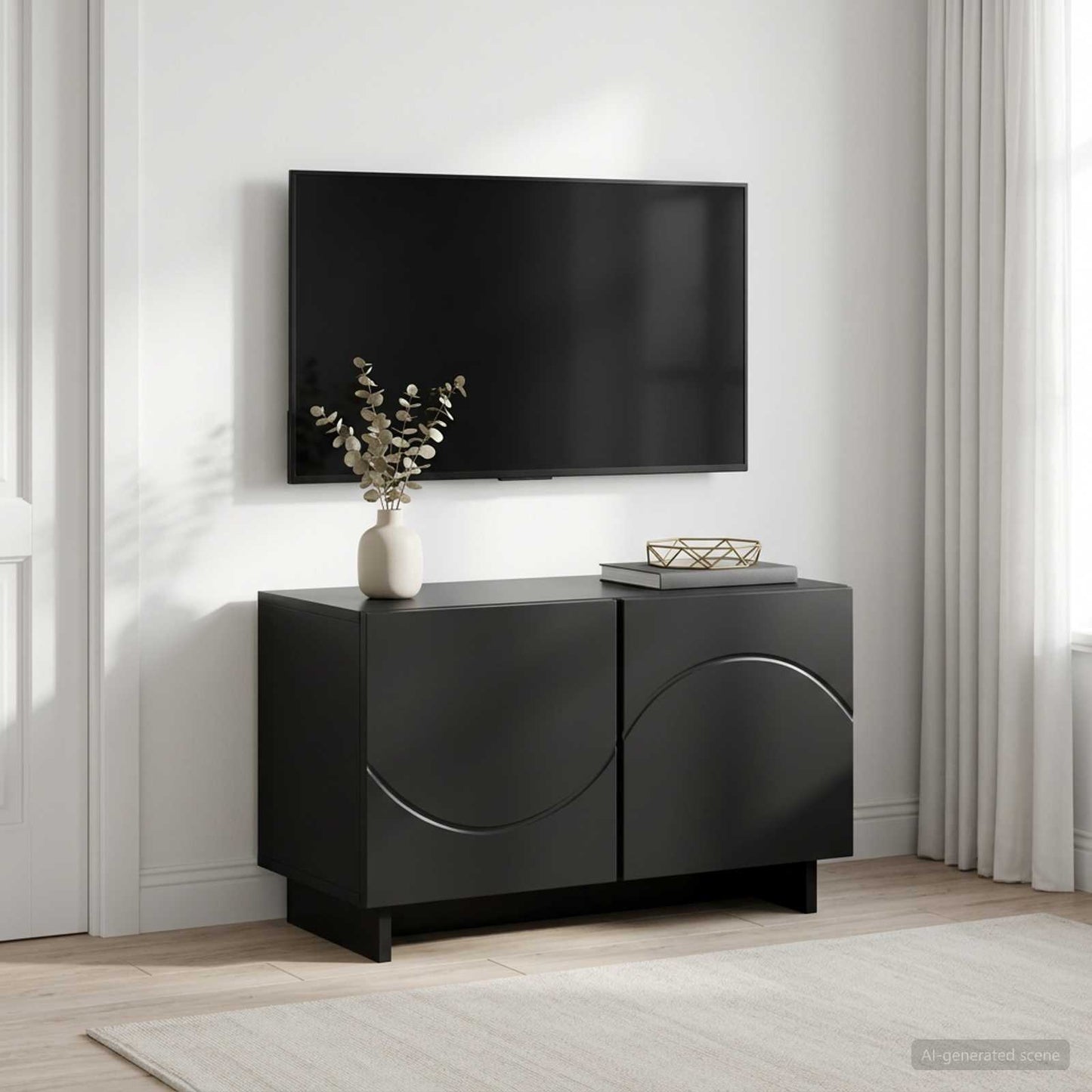 vidaXL TV Stand 60 x 34.5 x 40 cm Black Engineered Wood