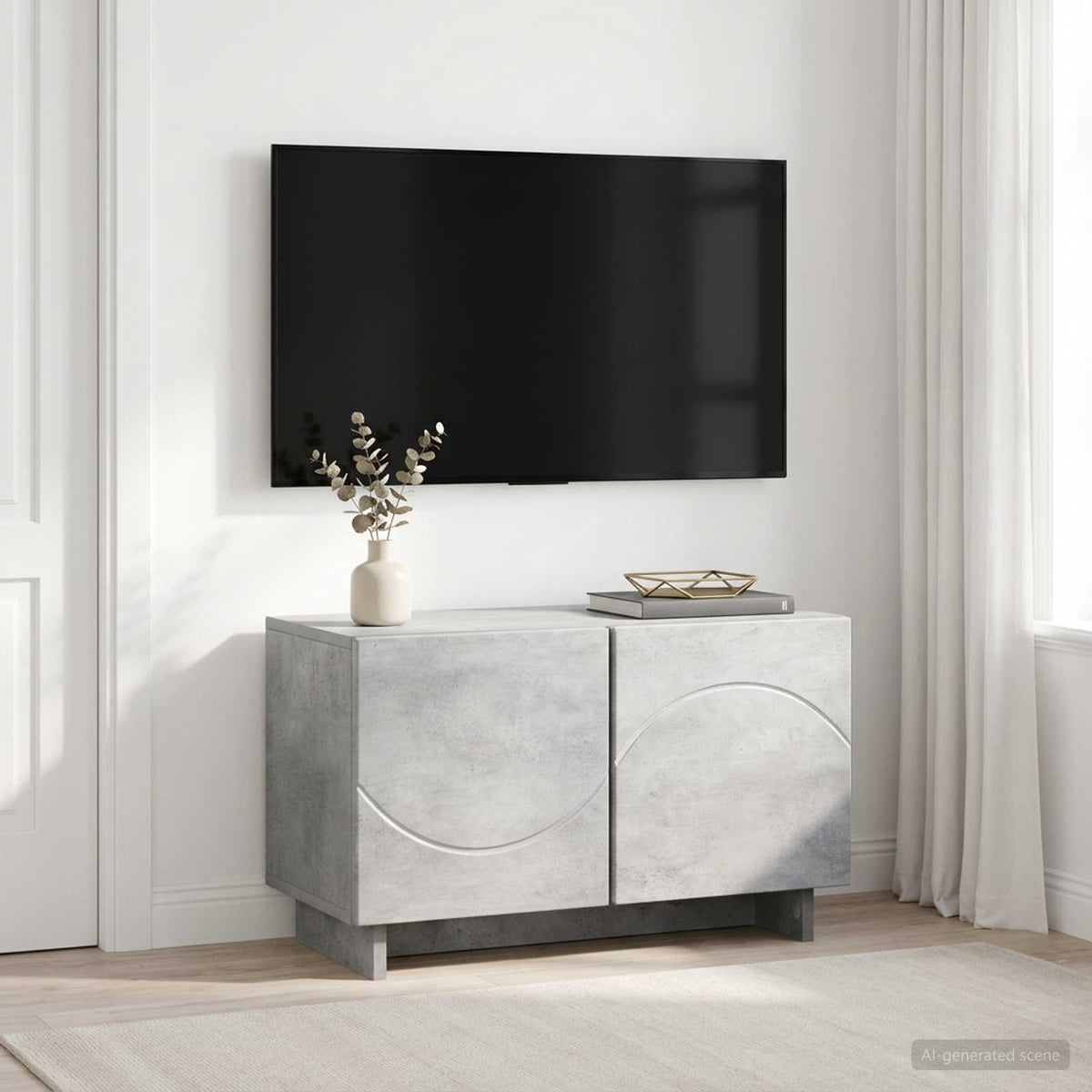 vidaXL TV Stand 60 x 34.5 x 40 cm Concrete Grey Engineered Wood