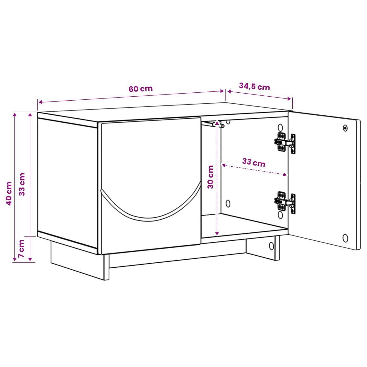 vidaXL TV Stand 60 x 34.5 x 40 cm Concrete Grey Engineered Wood