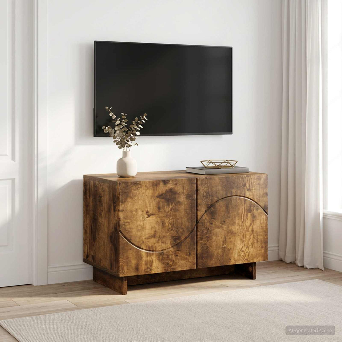 vidaXL TV Stand 60 x 34.5 x 40 cm Smoked Oak Engineered Wood