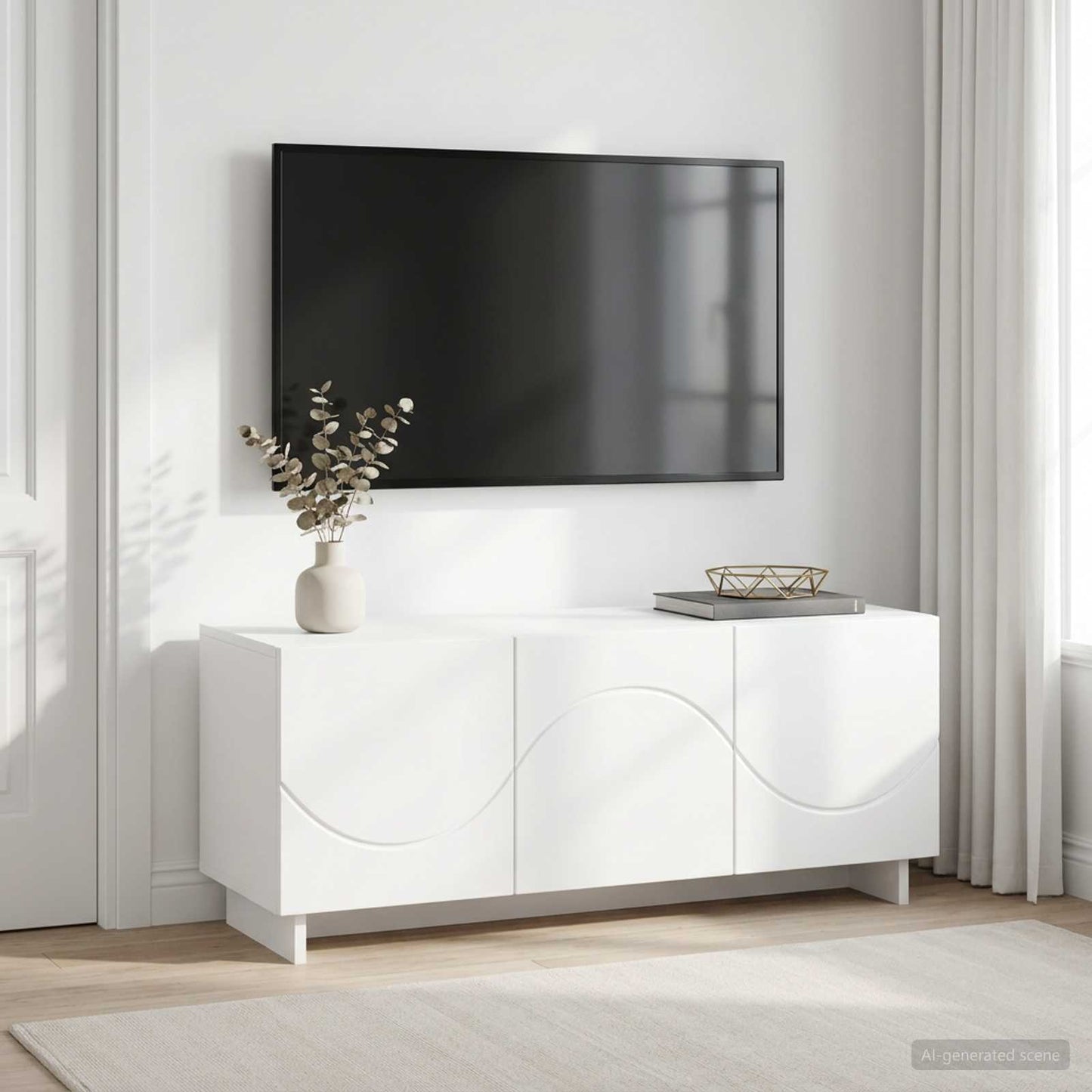 vidaXL TV Stand 90 x 34.5 x 40 cm White Engineered Wood