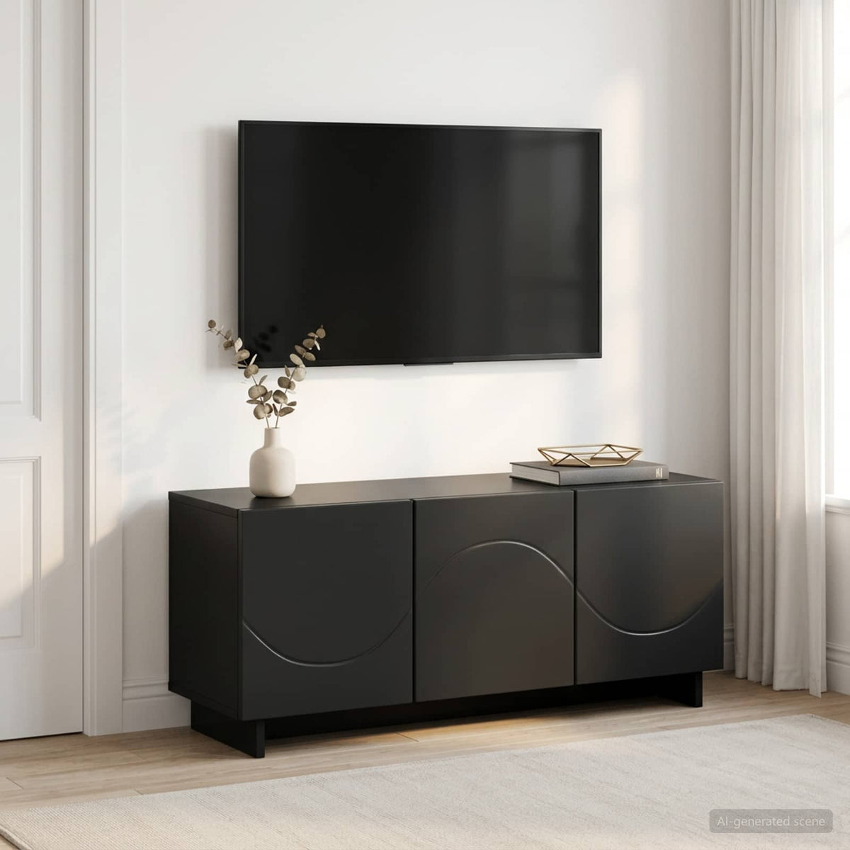 vidaXL TV Stand 90 x 34.5 x 40 cm Black Engineered Wood