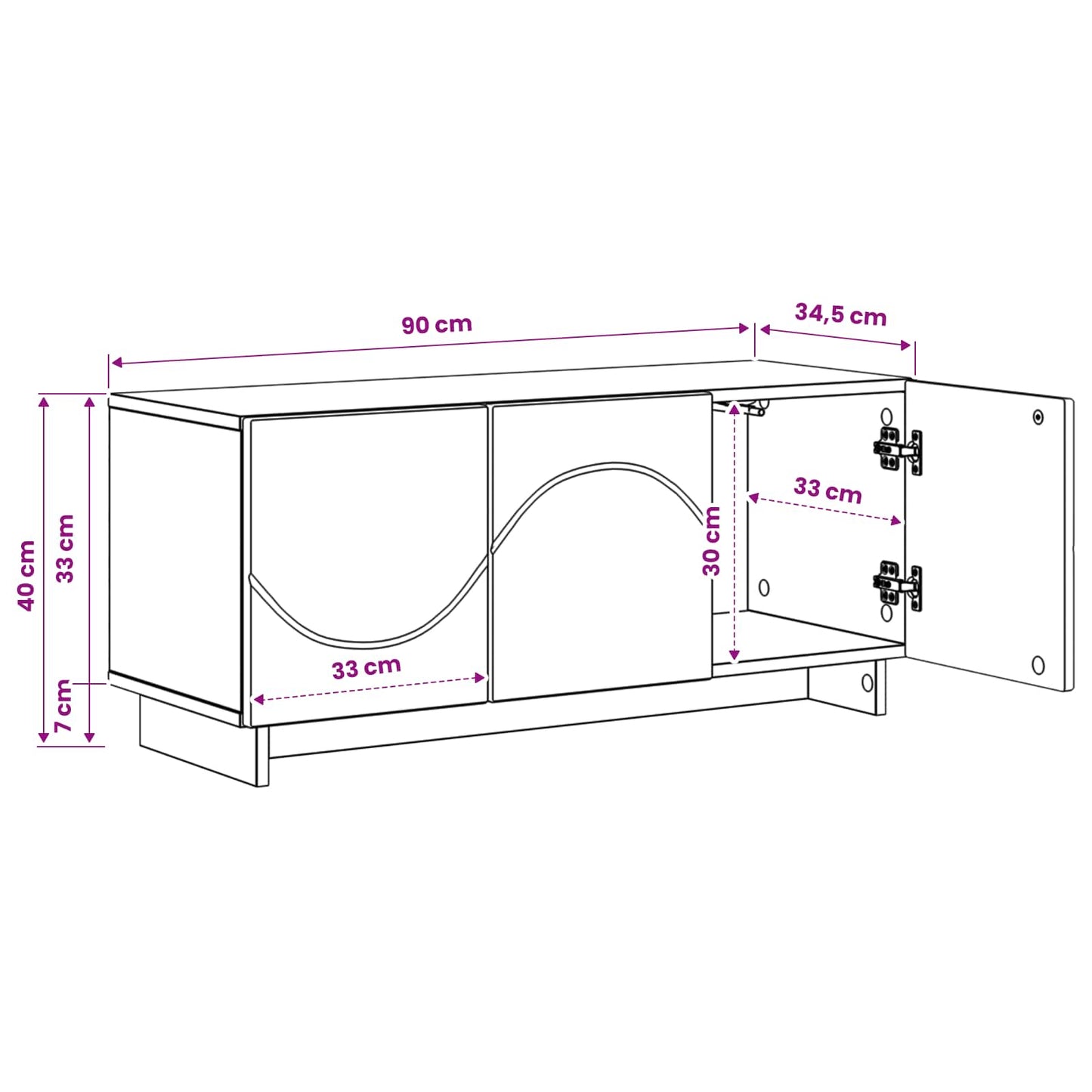 vidaXL TV Stand 90 x 34.5 x 40 cm Black Engineered Wood