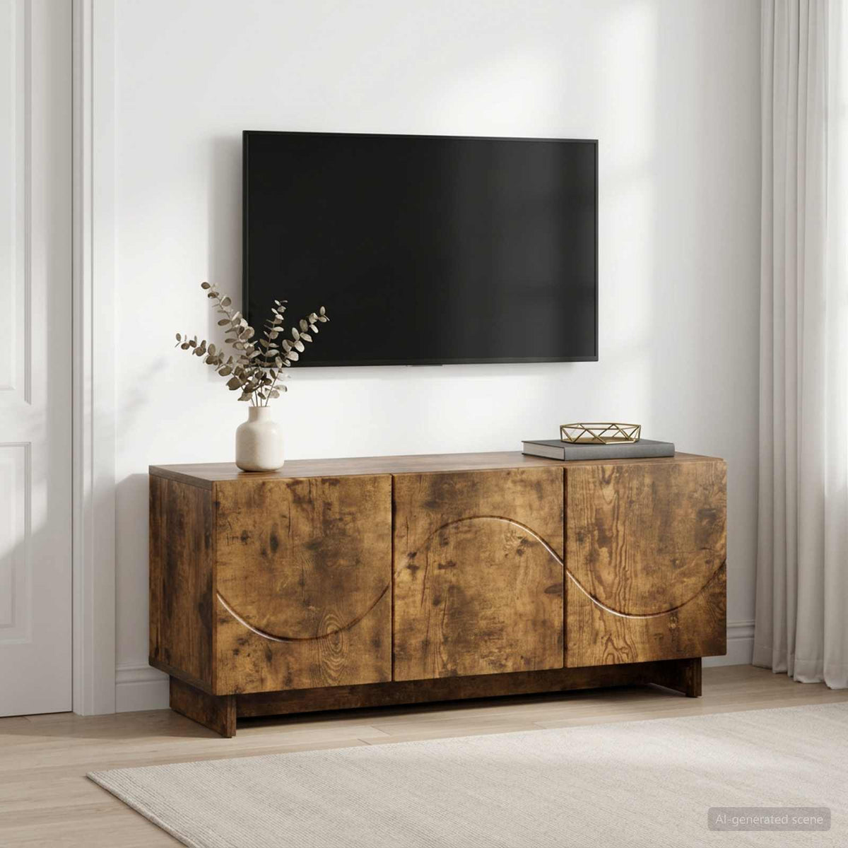 vidaXL TV Stand 90 x 34.5 x 40 cm Smoked Oak Engineered Wood
