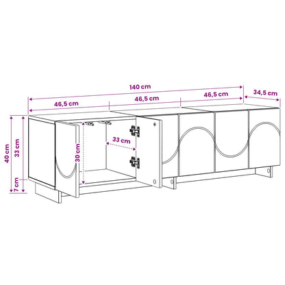 vidaXL TV Stand 140 x 34.5 x 40 cm Black Engineered Wood