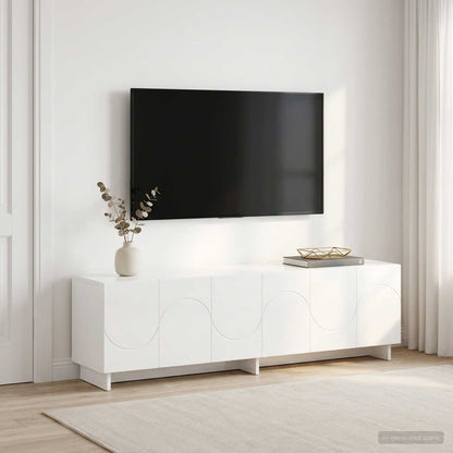 vidaXL TV Stand 140 x 34.5 x 40 cm High Gloss White Engineered Wood