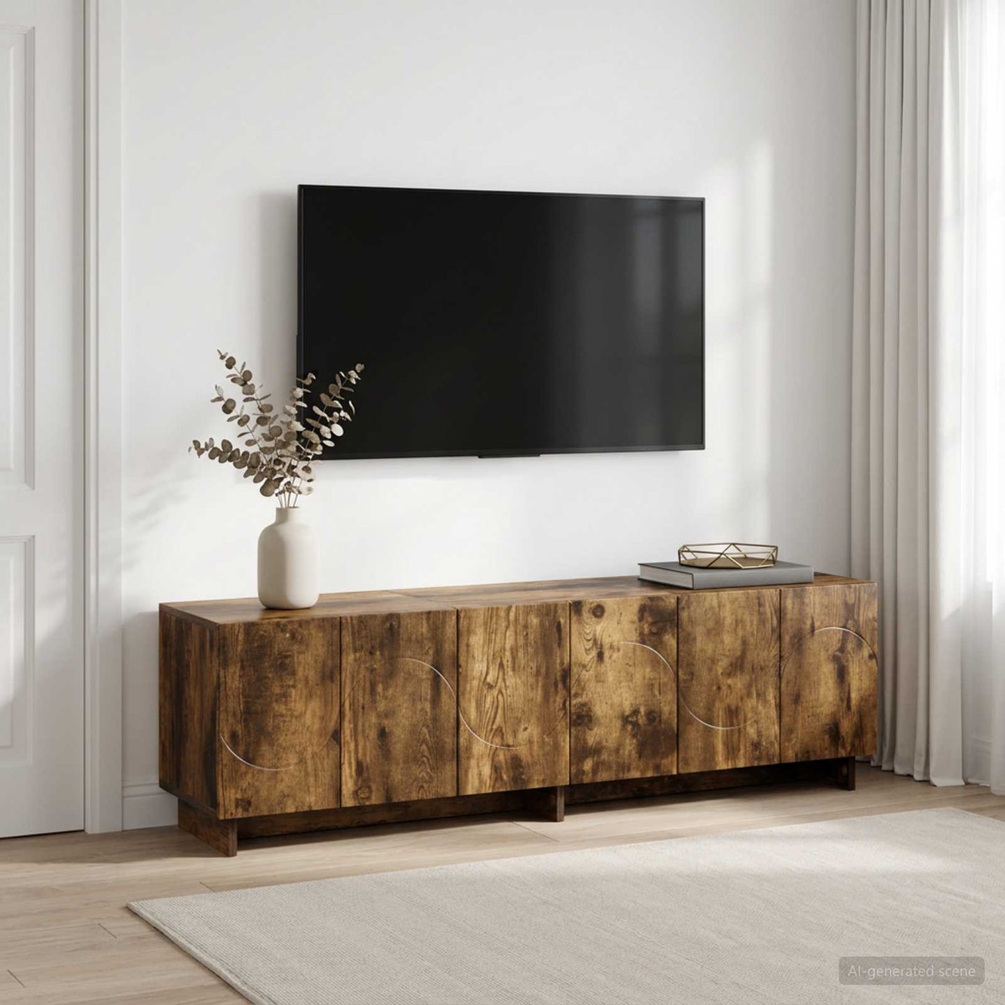vidaXL TV Stand 140 x 34.5 x 40 cm Smoked Oak Engineered Wood