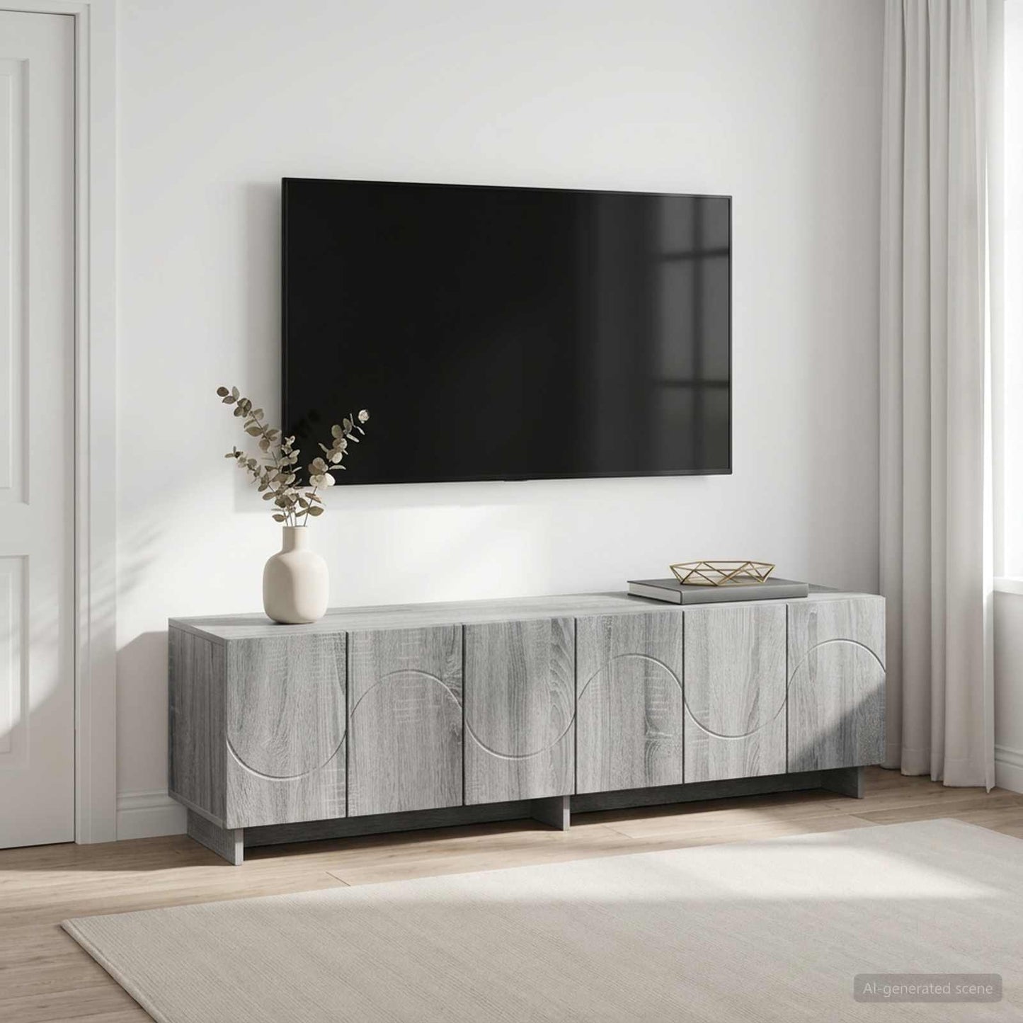 vidaXL TV Stand 140 x 34.5 x 40 cm Grey Sonoma Engineered Wood