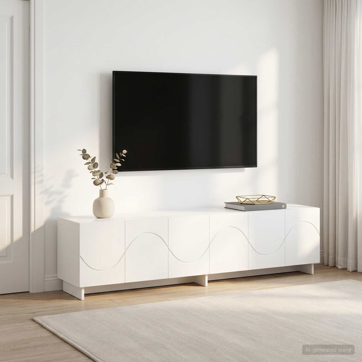 vidaXL TV Stand 180 x 34.5 x 40 cm White Engineered Wood