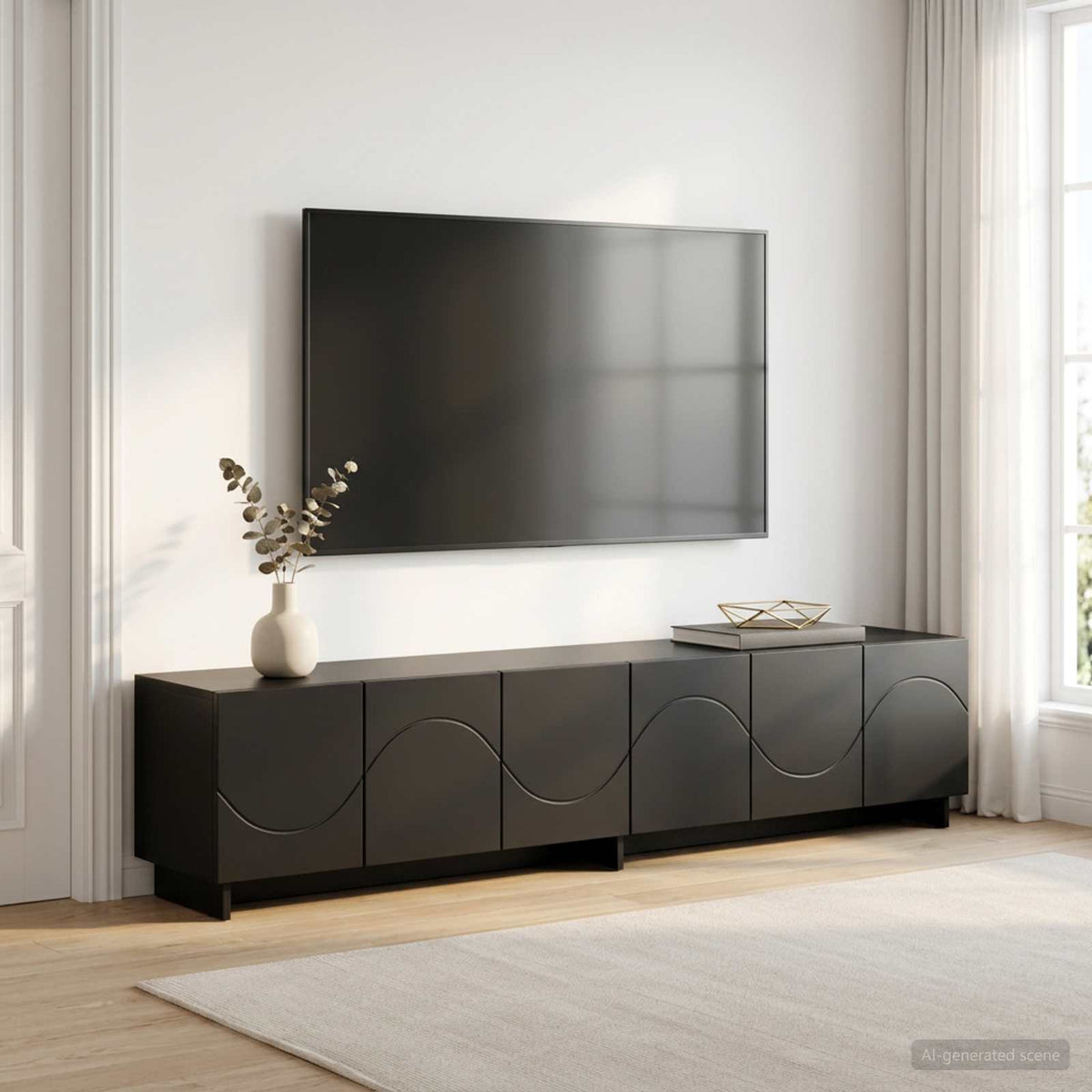 vidaXL TV Stand 180 x 34.5 x 40 cm Black Engineered Wood