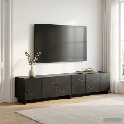 vidaXL TV Stand 180 x 34.5 x 40 cm Black Engineered Wood