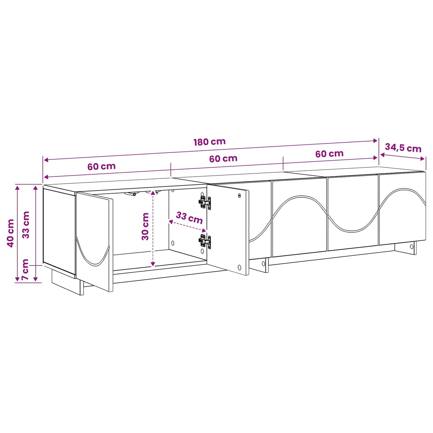 vidaXL TV Stand 180 x 34.5 x 40 cm Sonoma Oak Engineered Wood